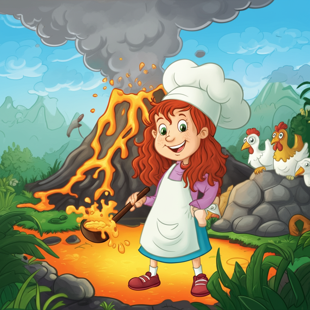 Raena murders chickens with hot lava